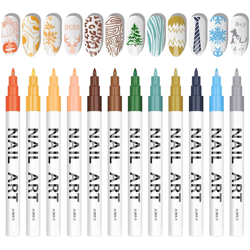 12 Color 3D Nail Art Pens Set, Kalolary Nail Point Graffiti Dotting Pen Drawing Painting Liner Brush for DIY Nail Art Beauty Adorn Manicure Tools(...