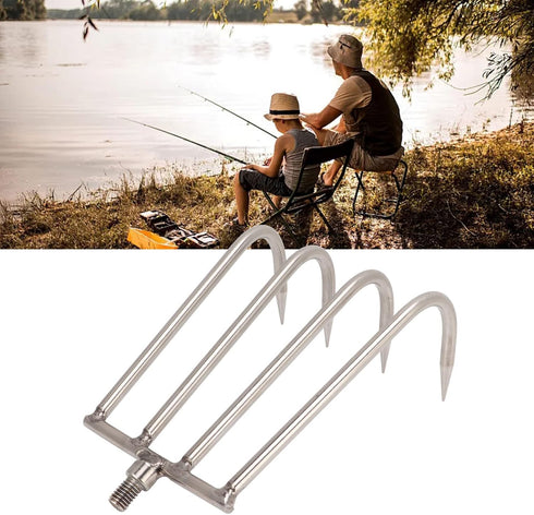 4 Teeth Hand Rake Aquatic Weed Rake Stainless Steel Stainless Steel 4 Teeth Hand Rake Portable Aquatic Weed Rake with 8Mm Threaded Interfa for Fis...