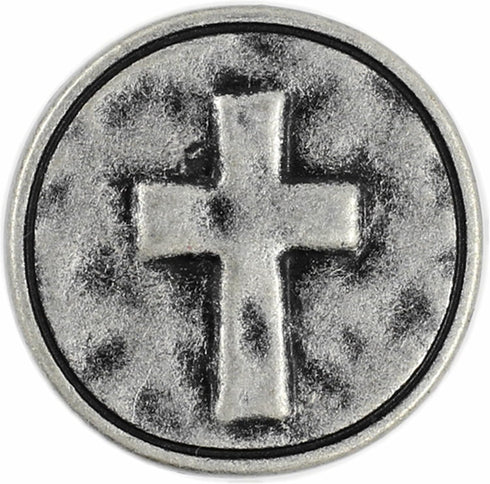 Bezelry 12 Pieces Cross Symbol Metal Shank Buttons. 20mm (3/4 inch) (Antique Silver)...