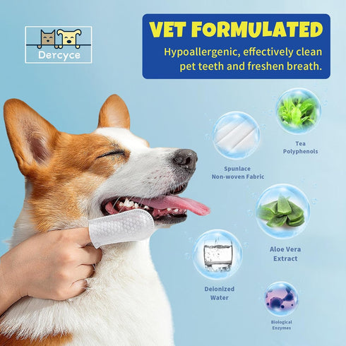 50Pcs Teeth Cleaning Wipes for Dogs & Cats, Dog Dental Care Wipes, Disposable Gentle Cleaning & Gum Care Pet Wipes...
