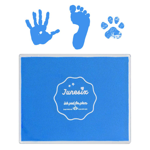 Ink Pad, 5x4'' Washable Non-Toxic Ink Stamp Pad for Baby Footprint Handprint, Sky Blue...