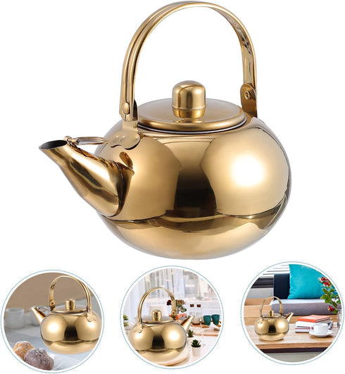 1pc Stainless Steel Pot Cast Iron Pot Stainless Steel Stove Top Kettle Cast Iron Teapot Kettle with Strainer Large Capacity Kettle Kung Fu Tea Ket...