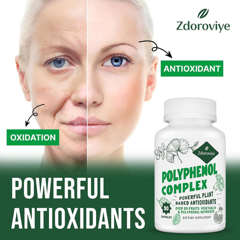 2250 MG Polyphenols Supplement Over 20 Fruits, Vegetables & Polyphenols, Quercetin, Resveratrol, Turmeric, Green Tea, Powerful Antioxidants, Polyp...