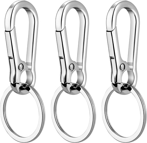 Key Ring Keychain Keyrings Key Chain Holder Clip Key Organizer Key Chain Ring for Men and Women, 3 Pack, Silver...