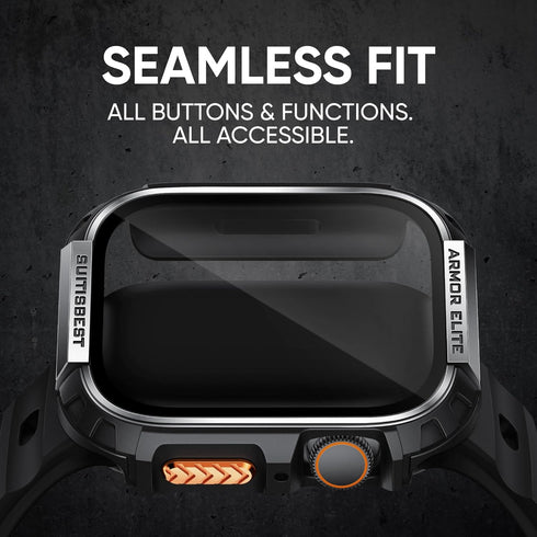 Suitisbest Metal Rugged Case for Apple Watch 44mm Case Screen Protector, Shockproof Protective Case Bumper 9H Tempered Glass Screen Protector Cove...