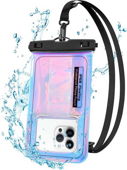 Floating Waterproof Phone Pouch, IPX68 Waterproof Phone Case with Lanyard for iPhone 15 14 13 12 Pro Max Samsung S24 S23 S22 S21 FE, Up to 7" Phon...