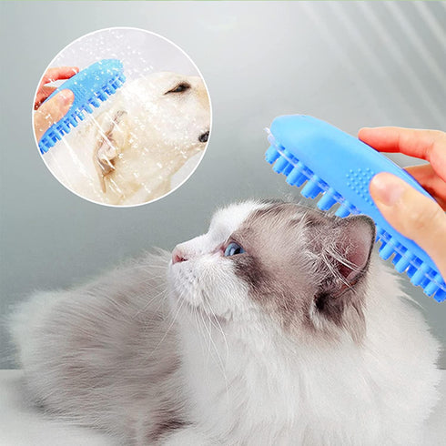 Taeku Dog Bath Brush, Rubber Shampoo Grooming Pet Brush Soft Shedding Bathing Hair Accessories Back Massage Cat Brush for Long Short Fur (Blue)...