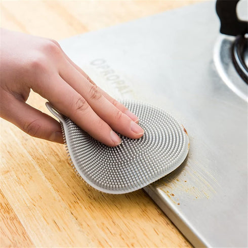 4PCS Silicone Dish Scrubber, Multipurpose Round Silicone Sponges Reusable Dish Brush Dish Brush for Kitchen Dish Dishes Fruits Vegetables(Gray)...