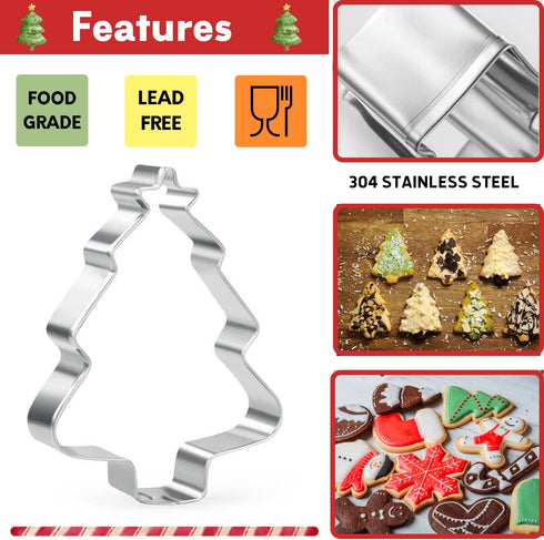 KAISHANE Christmas Cookie Cutter Set,12 Pieces Stainless Steel Biscuit Cutters Shape bells, angels, christmas lights, doe, star christmas tree, so...