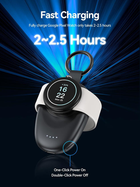 LVFAN Portable Charger for Google Pixel Watch, 1400mAh Power Bank Charging Cable Replacement Accessories, Travel Car Magnetic Wireless Charger Sta...