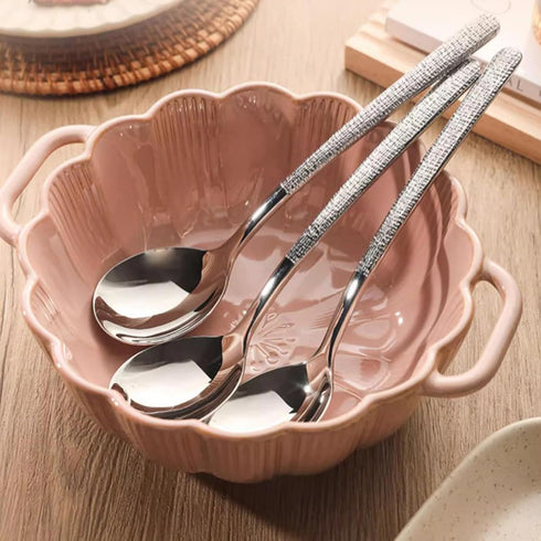 Soup Spoons, Premium 18/10 Stainless Steel Large Round Spoons with Long Handles, 8.2" Long Tablespoon, Dishwasher Safe, 2 pack...