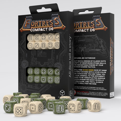 Fortress Compact D6: Beige & Olive by Q-Workshop, Dice for RPG Board Games, for 1+ Players and Ages 14+...