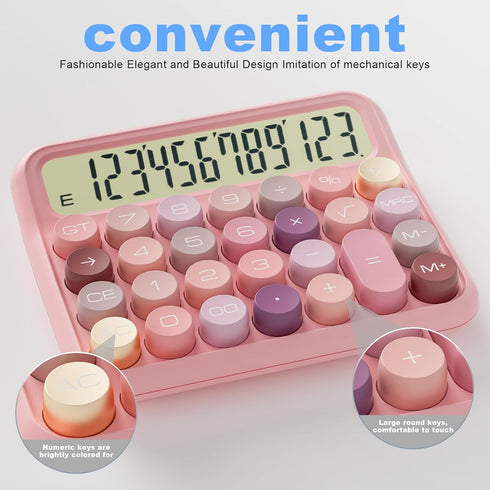 Mechanical Calculator 12 Digit Extra Large 5-Inch LCD Display, DECKLIT Battery Desk Calculator, Big Buttons Easy to Press Use as Office Calculator...
