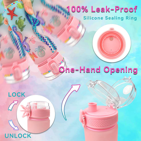 Decorate Your Own Water Bottle Kits for Girls Age 4-6-8-10,Mermaid Gem Diamond Painting Crafts,Fun Arts and Crafts Gifts Toys for Girls Birthday C...