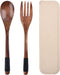 Wooden Cutlery Set, Spoon And Fork Set, Reusable Travel Cutlery Set with Case, Wooden Portable Cutlery Set, Rope Winding Processing, for Lunch, Ca...