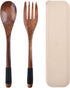 Wooden Cutlery Set, Spoon And Fork Set, Reusable Travel Cutlery Set with Case, Wooden Portable Cutlery Set, Rope Winding Processing, for Lunch, Ca...