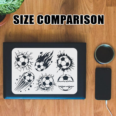 FINGERINSPIRE Soccer Flame Crack Painting Stencil 8.3x11.7inch Reusable Soccer Ball Pattern Drawing Template DIY Art Fire Football Decoration Sten...