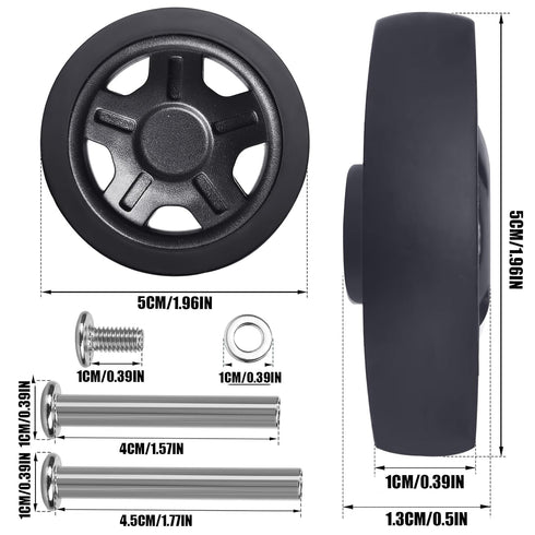 Luggage Suitcase Replacement Wheels Luggage Replacement Wheels Diameter 1 7/8 inch Wear-Resistant Mute Suitcase Rubber Swivel Caster Wheels Repair...