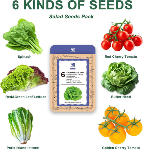 Salad Greens Seed Pod Kit with Lettuce and Tomato, Red and Green Leaf, Butter Head, Spinach for Hydroponic Pods, Grow Anything for Hydroponics Gro...