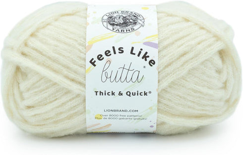 Lion Brand Yarn Feels Like Butta Thick & Quick Super Bulky Yarn for Knitting, 1 Pack, Antique White...