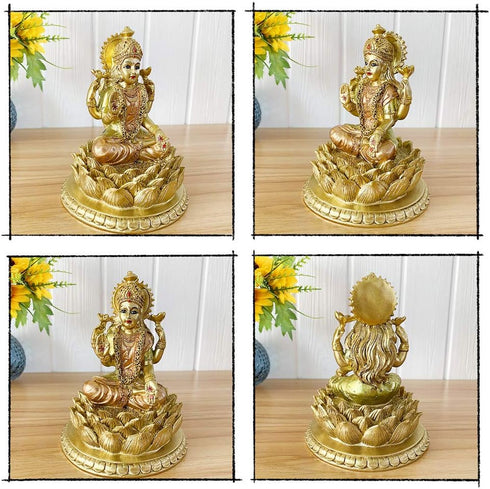 BangBangDa Hindu Goddess Lord Laxmi Statue - Lakshmi Statue Indian God Home Office Temple Mandir Puja Items India Idol Figurine Murti Pooja Diwali...