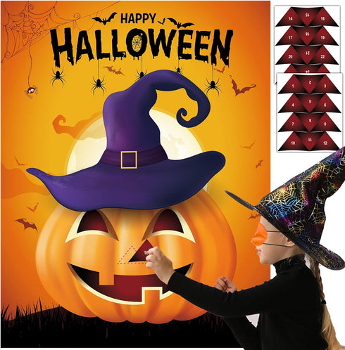 MISS FANTASY Halloween Games Halloween Games for Kids Party, Pin The Nose on The Pumpkin Halloween Party Games Activities for Kids...