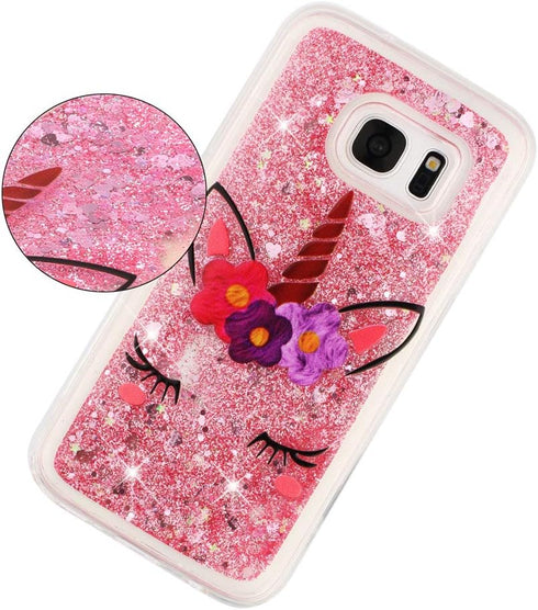 Case for Samsung S7 for Girl Glitter Liquid Sparkle Floating Shiny Quicksand Clear Soft TPU Silicone Shockproof Protective Bumper Thin Cover for S...
