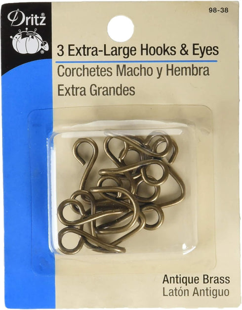 Dritz Extra-Large Hooks & Eyes, Antique Brass, 3 Count...