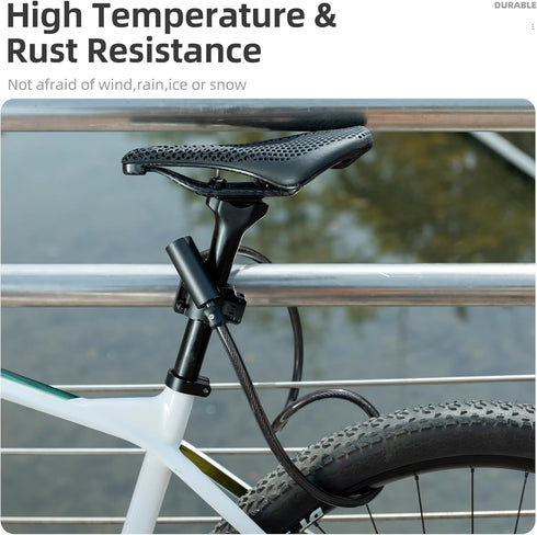 ROCKRBOS Bike Cable Lock with Keys, 2 Keys & 1 Mount Bracket, ABS Lock Shell, Cable Lock for Bike/Gate/Scooter...