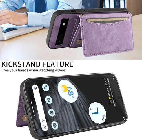 Phone Case for Google Pixel 6 Wallet Cover with Crossbody Shoulder Strap and Leather Credit Card Holder Pocket Slim Stand Cell Accessories Mobile ...