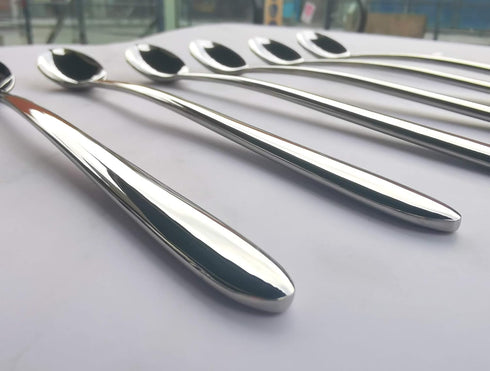 6 Piece Set Long Handle Spoon 8.5 inch Ice Tea Spoon Premium 18/10 Stainless Steel (SUS 304#) for Mixing, Cocktail Stirring, Tea, Coffee, Milkshak...
