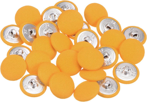 30pcs 32L Fabric Cloth Covered Button 20mm Round Metal Shank Sewing Buttons for Suits Dress Blouses, Yellow...