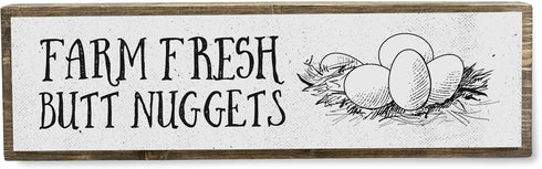 Chicken Wood Signs (Medium - Wood And Metal, Farm Fresh Butt Nuggets)...