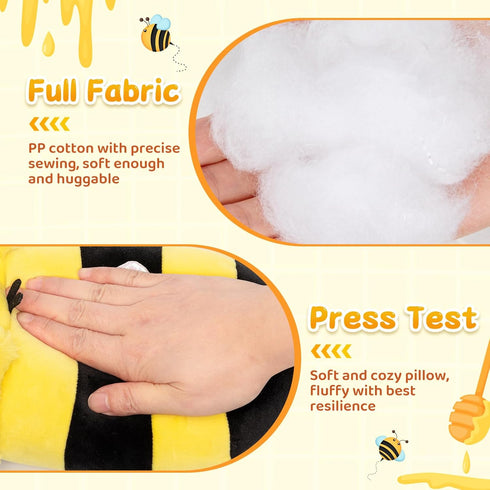 Cute Black Axolotl Bee Plush, Kawaii Plushies Honeybee Stuffed Toy, Axolotl Plushie with Bee Outfit Costume, Animal Hugging Cuddly Pillow, Soft Sq...
