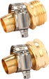 Brass Garden Hose Repair Connector with Clamps, Fit for 3/4" or 5/8" Garden Hose Fitting...