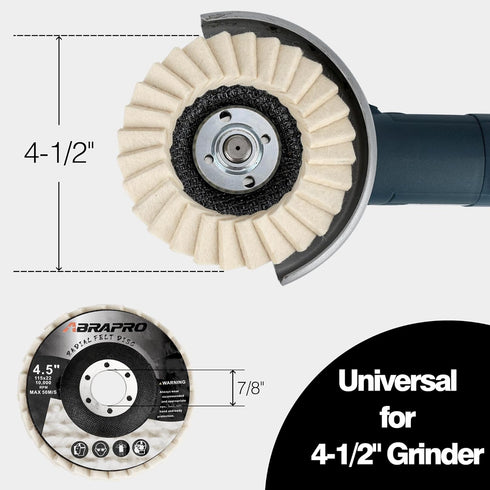 5 Pack Felt Flap Disc Abrasives 4-1/2" x 7/8" Arbor, Wool Polishing Wheel Disc Buffing Wheel for Angle Grinder...