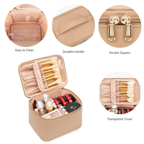 Makeup Bag, Large Capacity Make Up Bag for Cosmetics Vertical Storage,Toiletry Bag for Skincare Makeup Organizer Bag for Travel,With Makeup Brushe...