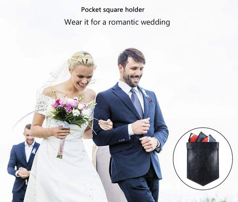 Pocket Square Holder Leather Pocket Square Holder for Men's Suit Handkerchief...