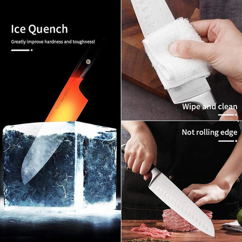 MAD SHARK Kitchen Knife, Chef's Santoku Knife 8-inch, German High Carbon Stainless Steel Chef Knife, Super Sharp Multipurpose Chopping Knife for M...