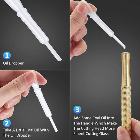 Mudder 9 Pcs Glass Cutter Tool Mirror Cutting Tool with 2-6 Mm, 5-12 Mm, 12-20 mm Glass Cutter Head and Screwdriver Oil Dropper Glove for Tiles Mi...
