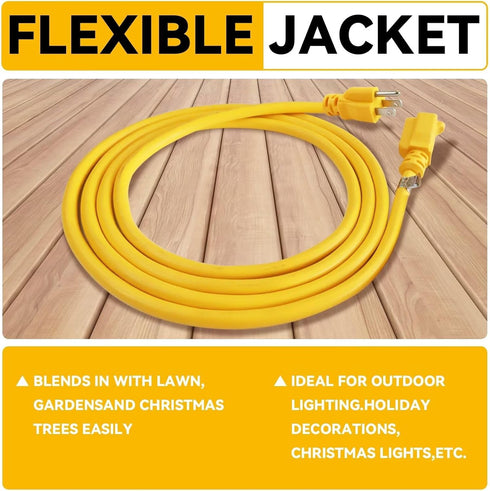 6 ft Indoor Extension Cord - 12/3 SJTW 15 AMP Heavy Duty Yellow Extension Cable with 3 Prong Grounded Plug - Power Cord for Lawn, Garden, Applianc...