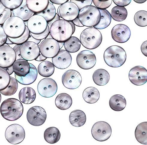 Pearl Button 45pcs, Gray Genuine Mother of Pearl Shell Buttons Set for Sewing Clothes Blazer Suits Shirts- 15mm/18mm/20mm 2 Holes...