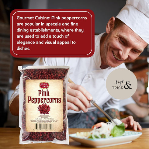 Spicy World Pink Peppercorns Whole 1.75Oz Bag - Steam Sterilized, Vegan, Premium Quality Whole Peppercorns...