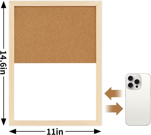 Dry Erase Cork Board Combo, 14.5 x 11 Inches Vision Board Cork and White Board Combo for Office,Wall Mounted Memo Board for Office Home and School...