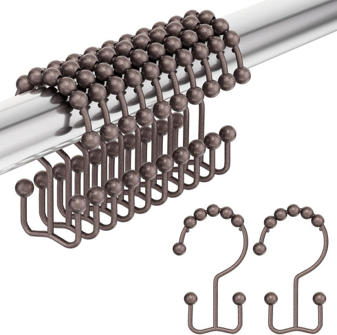 Amazer Shower Curtain Rings, Stainless Steel Shower Curtain Hooks Rings, 12 Pcs Double Glide Shower Rings for Bathroom Shower Curtain Rods Dual Ru...