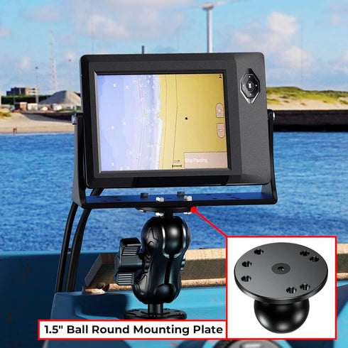 1.5" Ball Mount with Aluminum Alloy Round Plate, Universal Electronic Device Mounting Base with AMPS Holes for Garmin, Lowrance, Humminbird, for R...