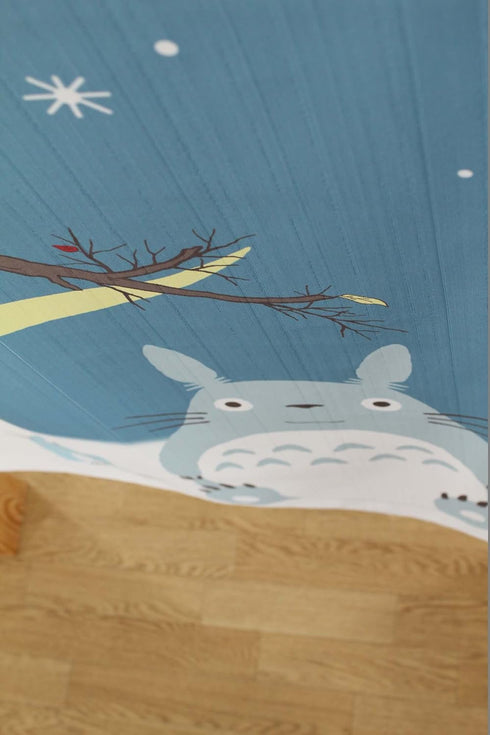 Studio Ghibli Totoro Noren Curtain Tapestry Winter Sky and Crescent Moon...