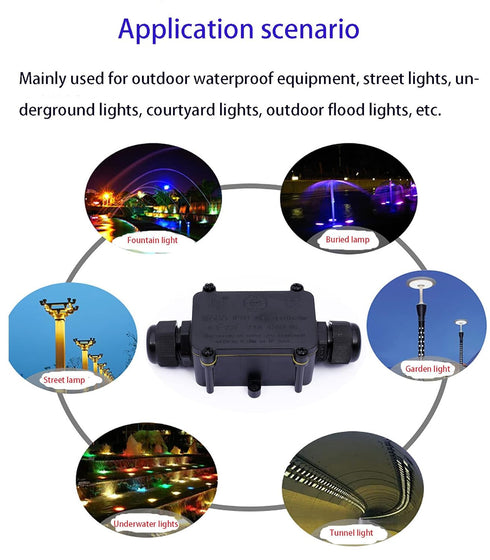 2pcs Waterproof Outdoor External 2 Way lP68 Electrical Junction Box Underground Cable Line Wires Power Cord Connector Protection...