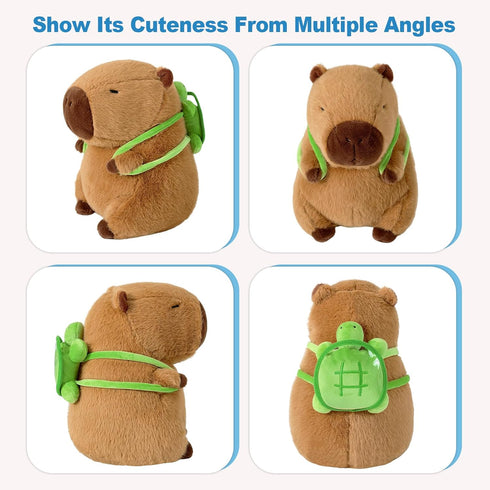 Ditucu Cute Capybara Plush with Turtle Backpack Kawaii Capibara Stuffed Aniamls Toys Plushies Hugging Gifts for Kids Brown 9 inch...