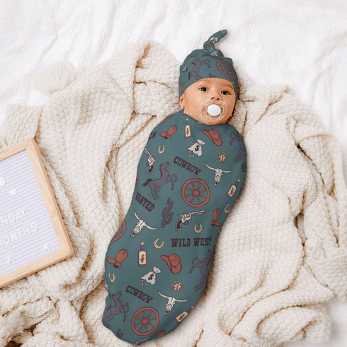 Swaddling Blanket for Baby, Sleeping Sacks, Unisex Baby Stuff with Hat, Western...